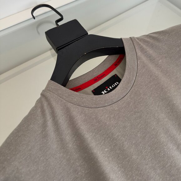 Kiton Brown And Grey Crew Neck Short Sleeve T-Shirt - Picture 4 of 7